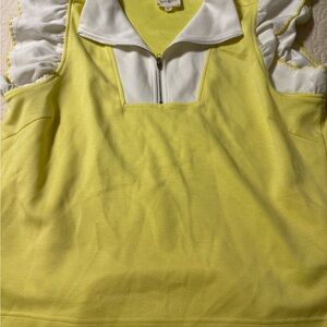 Umgee Yellow and White Ruffle Tank Top